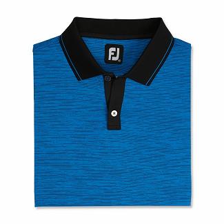 Men's Footjoy Lisle Golf Polo Blue/Black NZ-80590